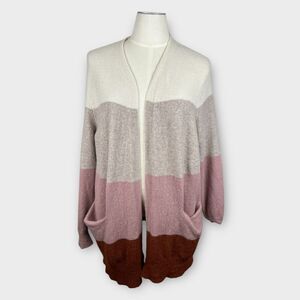 Madewell Color Block Alpaca Merino Wool Blend Cardigan Open Front Longline XXL